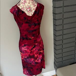 Lauren Ralph Lauren Burgundy Floral Midi Dress